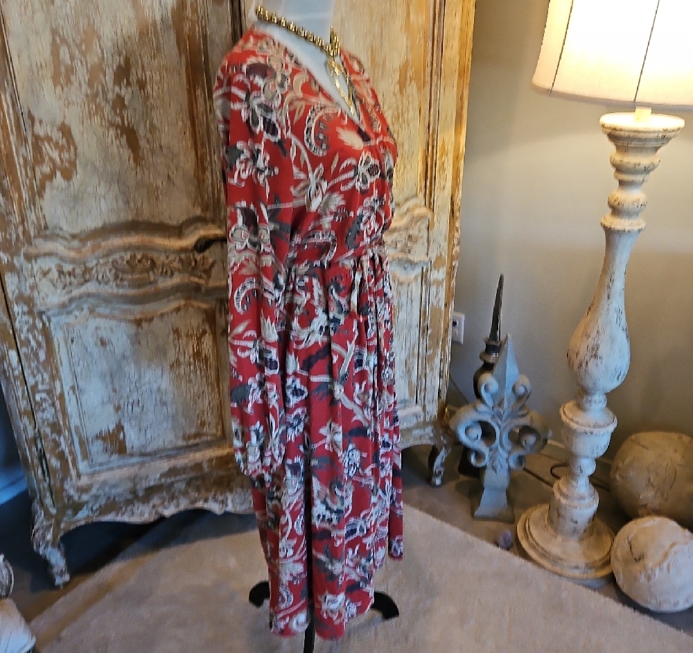 Old Navy Red Floral Wrap Maxi Dress - Picture 7 of 8
